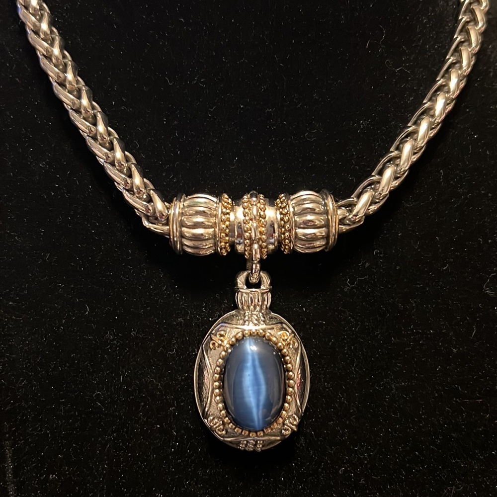 Vintage Necklace, Fashion statement blue stone detail